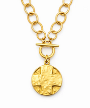 Load image into Gallery viewer, Heirloom Circle Loop Necklace w/ Matte Gold Lord's Prayer
