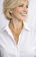 Load image into Gallery viewer, Heirloom Circle Loop Necklace w/ Matte Gold Lord's Prayer

