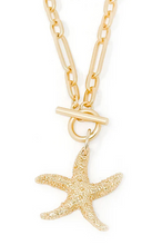 Load image into Gallery viewer, Heirloom Modern Paperclip Necklace w/ Gold Starfish
