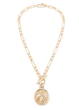 Load image into Gallery viewer, Heirloom Modern Paperclip Necklace w/ Matte Gold Guardian Angel
