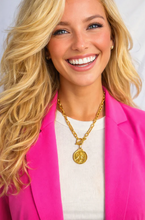 Load image into Gallery viewer, Heirloom Modern Paperclip Necklace w/ Matte Gold Guardian Angel

