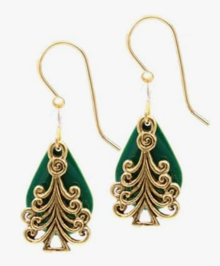 Holiday Tree on Teardrop Earrings