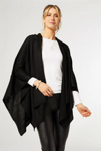 Load image into Gallery viewer, Hooded Kiara Lightweight Wrap/Shawl Black
