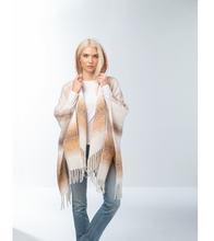 Load image into Gallery viewer, Striped Hooded Wrap in Sage or Cinnamon
