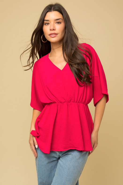 V neck top peplum tee
