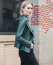 Load image into Gallery viewer, Hunter Green Liquid Leather Jacket by Clara Sunwoo
