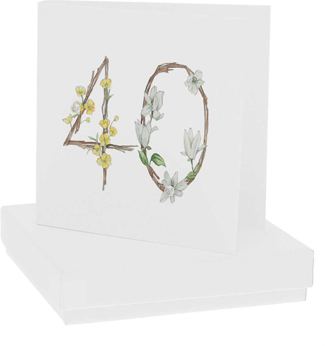 Celebrate 40 Card with Sterling Silver and Cubic Zirconia Earrings