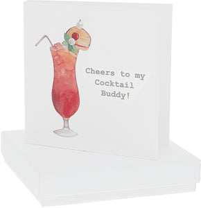 Cocktail Buddy Card with Sterling Silver and Cubic Zirconia Earrings