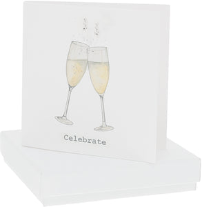 Celebrate Greeting Card with Cubic Zirconia and Sterling Silver Earrings