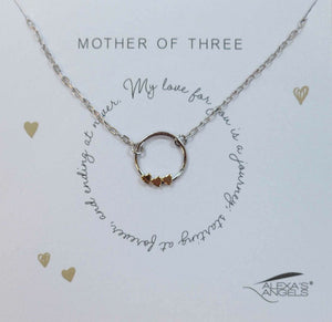 Mother of Three Necklace Rhodium Plated