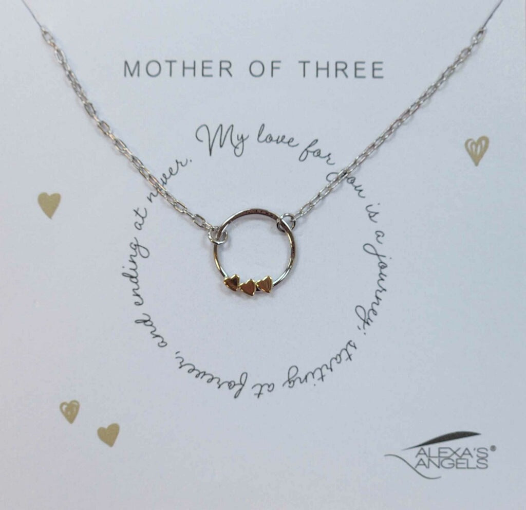 Mother of Three Necklace Rhodium Plated
