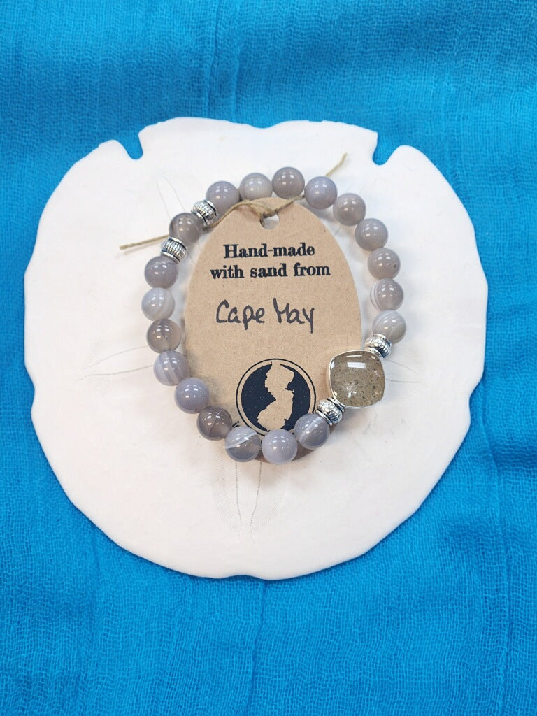 Natural Stone Bracelet with Beach Sand from Cape May, NJ