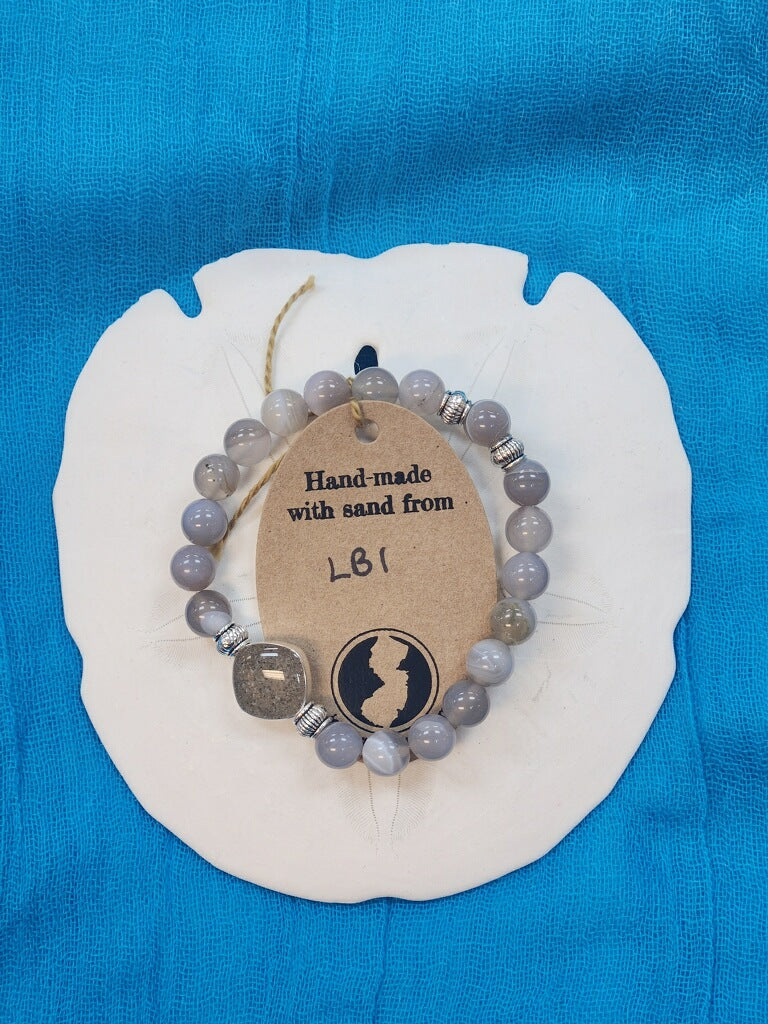 Natural Stone Bracelet with Beach Sand from Long Beach Island, NJ - LBI