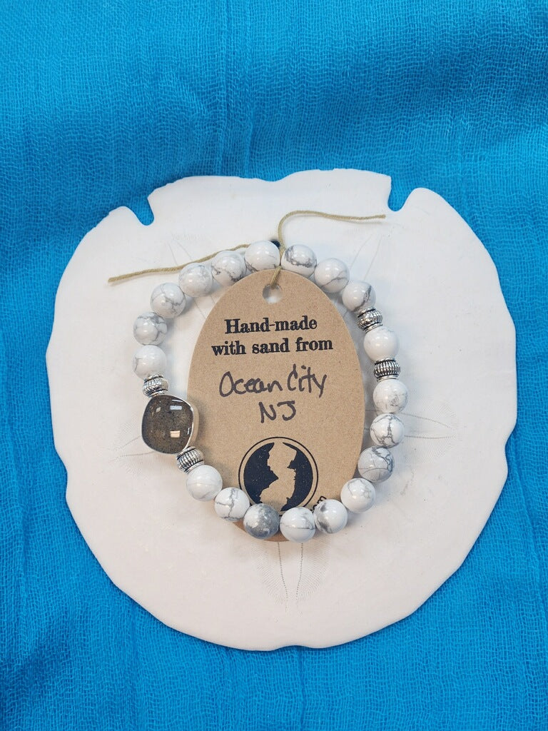 OCNJ-Natural Stone Bracelet with Beach Sand from Ocean City, NJ