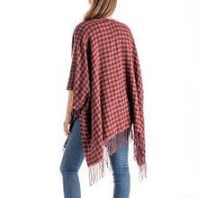 Load image into Gallery viewer, Wine Somerset Houndstooth Knit Wrap
