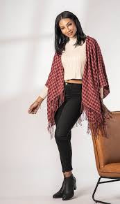 Wine Somerset Houndstooth Knit Wrap