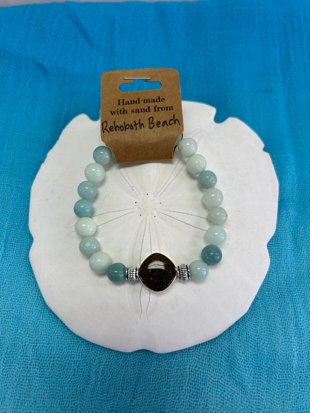 Natural Stone Bracelet with Beach Sand from Rehoboth Beach, DE