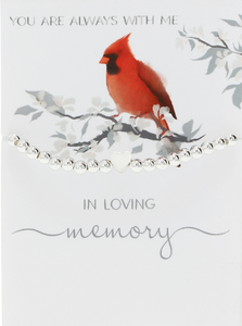 In Loving Memory- Silver Plated Beaded Stretch Bracelet
