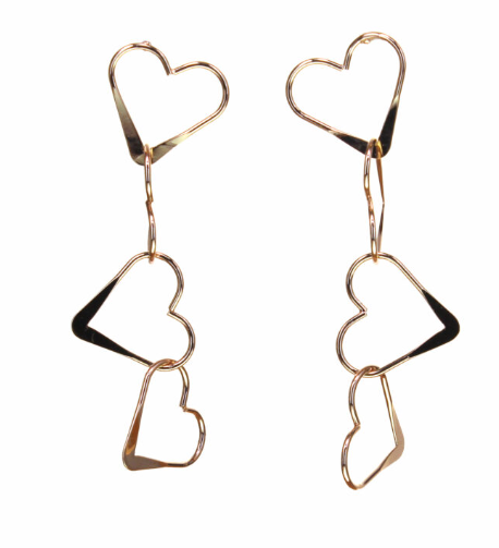 Inter Linked Hearts Earrings Gold