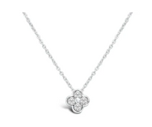 Load image into Gallery viewer, Itty Bitty Pretty - Lucky CZ Clover Necklace Silver
