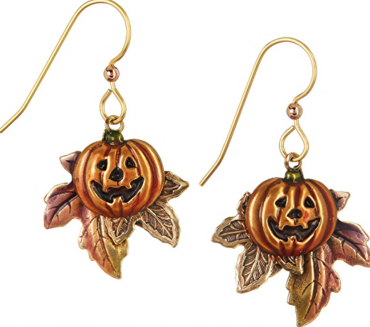 Jack-O-Lantern on Leaf Earrings