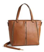 Load image into Gallery viewer, Jenna Studded Tote + Crossbody Cognac
