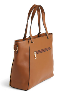 Jenna Studded Tote + Crossbody Cognac