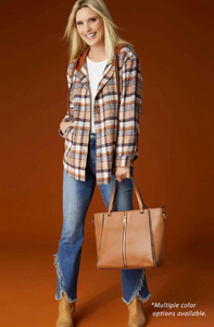 Jenna Studded Tote + Crossbody Cognac