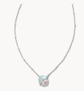Jolie Short Pendant Rhodium Necklace Dichroic Glass