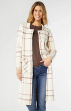 Load image into Gallery viewer, Juliana Soft Knit Long Plaid Cream Coat
