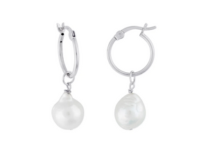 Kaia Pearl Hoop Earrings In Silver Or Gold