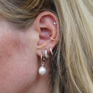 Kaia Pearl Hoop Earrings In Silver Or Gold