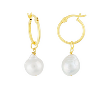 Load image into Gallery viewer, Kaia Pearl Hoop Earrings In Silver Or Gold
