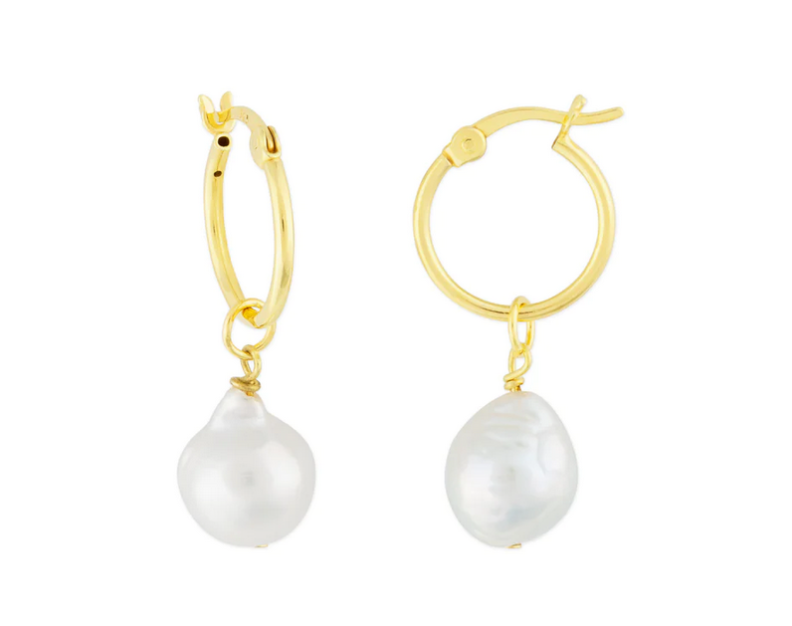 Kaia Pearl Hoop Earrings In Silver Or Gold