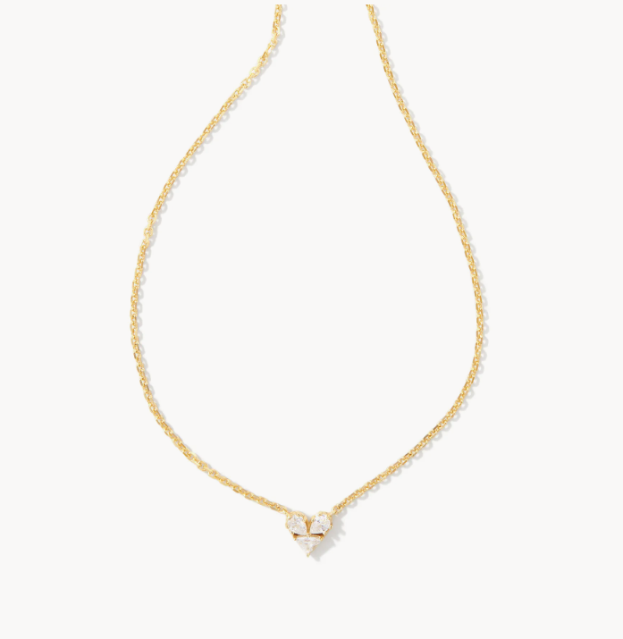 Kendra Scott Gold Katy Heart Necklace In White Crystal