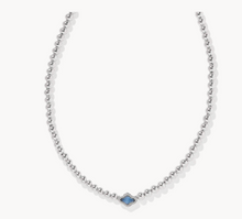 Load image into Gallery viewer, Kendra Scott Abbie Beaded Necklace Rhodium Light Blue Mother of Pearl
