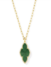 Load image into Gallery viewer, Kendra Scott Abbie Pave Frame Large Necklace Green Illusion Gold
