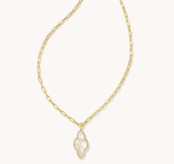 Kendra Scott Abbie Pave Frame Long Necklace Ivory Mother of Pearl