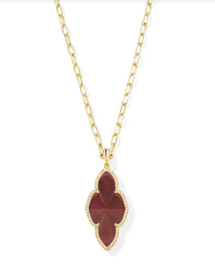 Kendra Scott Abbie Pave Long Necklace Cranberry Illusion Gold