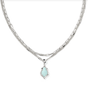 Load image into Gallery viewer, Kendra Scott Adriana Frame Multi Strand Necklace Silver Sea Green Chrysocolla
