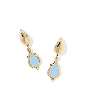 Load image into Gallery viewer, Kendra Scott Adriana Scallop Framed Huggie Earrings Sky Blue Iridescent Abalone
