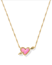 Load image into Gallery viewer, Kendra Scott Ari Heart Arrow Pendant Necklace Pink Opal
