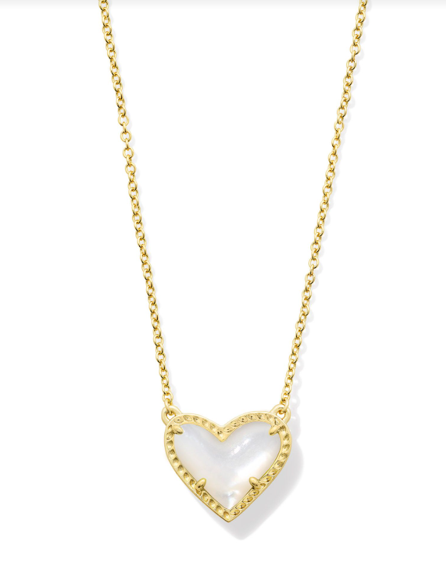 Kendra Scott Ari Heart Necklace Ivory Mother of Pearl Gold