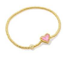 Load image into Gallery viewer, Kendra Scott Ari Heart Pink Iridescent Glitter Glass Stretch Bracelet
