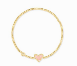 Kendra Scott Ari Heart Stretch Bracelet Rose Quartz