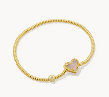 Load image into Gallery viewer, Kendra Scott Ari Heart Stretch Bracelet in Gold Iridescent Drusy
