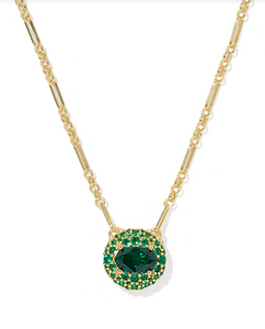 Kendra Scott Bella Short Pendant Necklace Gold Dark Green Crystal