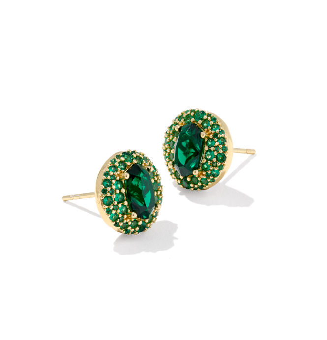 Kendra Scott Bella Stud Earring Gold Dark Green Crystal