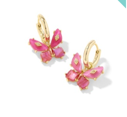 Kendra Scott Bianca Butterfly Huggie Earrings Gold Pink Mix