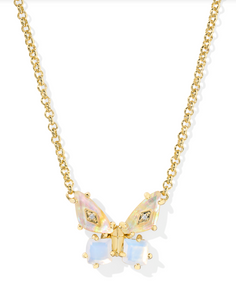 Kendra Scott Bianca Butterfly Pendant Necklace Iridescent White Mix